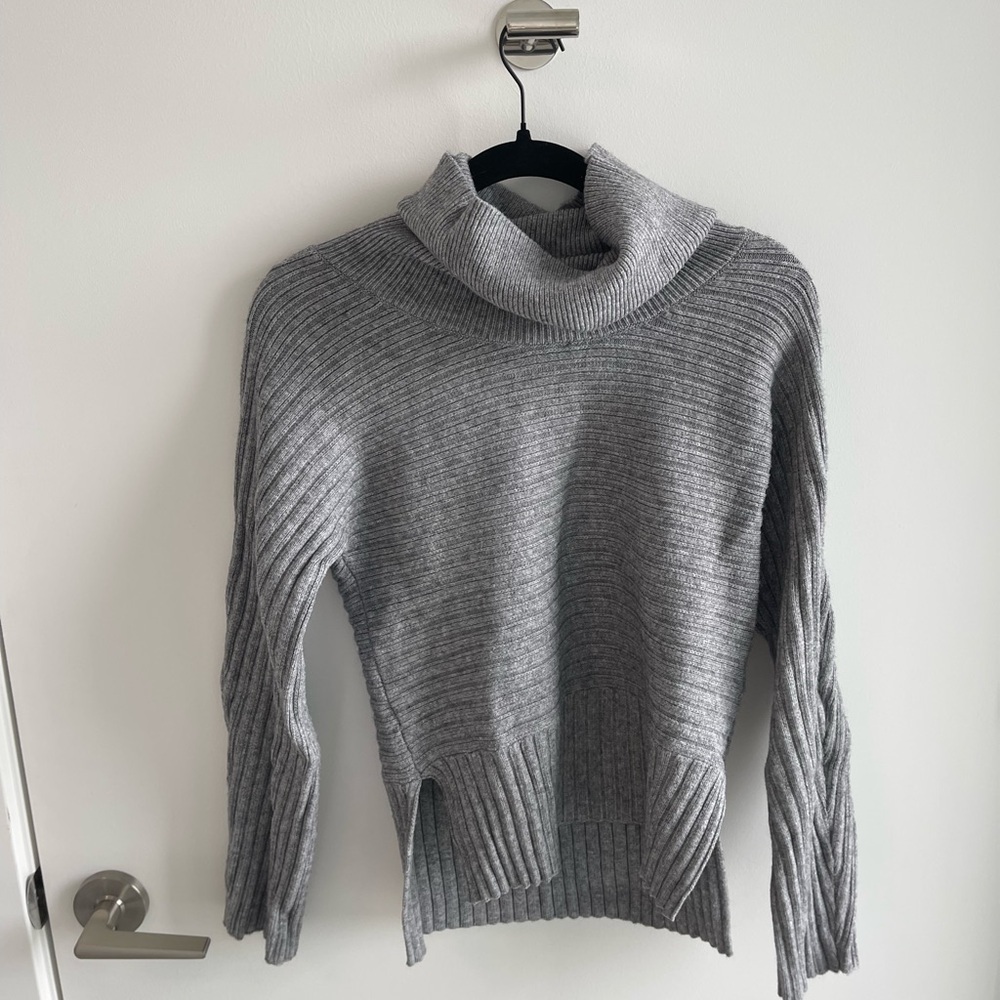 Anthropologie Gray Turtleneck Ribbed Sweater